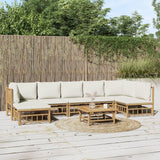 NNEVL 8 Piece Garden Lounge Set with Cream White Cushions  Bamboo