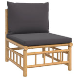 NNEVL 6 Piece Garden Lounge Set with Dark Grey Cushions  Bamboo