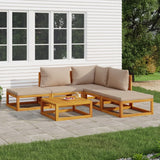 NNEVL 6 Piece Garden Lounge Set with Taupe Cushions Solid Wood