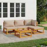 NNEVL 5 Piece Garden Lounge Set with Taupe Cushions Solid Wood