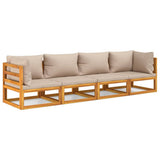 NNEVL 4 Piece Garden Lounge Set with Taupe Cushions Solid Wood