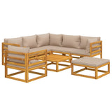 NNEVL 8 Piece Garden Lounge Set with Taupe Cushions Solid Wood