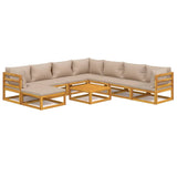 NNEVL 9 Piece Garden Lounge Set with Taupe Cushions Solid Wood