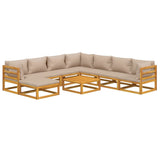 NNEVL 9 Piece Garden Lounge Set with Taupe Cushions Solid Wood