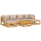 NNEVL 7 Piece Garden Lounge Set with Taupe Cushions Solid Wood