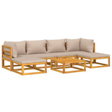 NNEVL 7 Piece Garden Lounge Set with Taupe Cushions Solid Wood