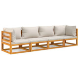 NNEVL 4 Piece Garden Lounge Set with Light Grey Cushions Solid Wood
