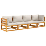 NNEVL 4 Piece Garden Lounge Set with Light Grey Cushions Solid Wood