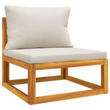 NNEVL 4 Piece Garden Lounge Set with Light Grey Cushions Solid Wood