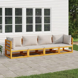 NNEVL 4 Piece Garden Lounge Set with Light Grey Cushions Solid Wood
