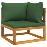 NNEVL 6 Piece Garden Lounge Set with Green Cushions Solid Wood