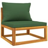 NNEVL 7 Piece Garden Lounge Set with Green Cushions Solid Wood