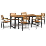 NNEVL 7 Piece Garden Dining Set Solid Wood Acacia and Metal
