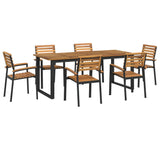 NNEVL 7 Piece Garden Dining Set Solid Wood Acacia and Metal