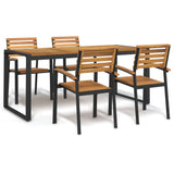 NNEVL 5 Piece Garden Dining Set Solid Wood Acacia and Metal