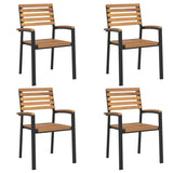 NNEVL 5 Piece Garden Dining Set Solid Wood Acacia and Metal