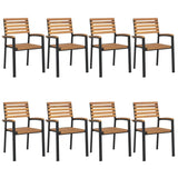 NNEVL Stackable Garden Chairs 8 pcs Solid Wood Acacia and Metal
