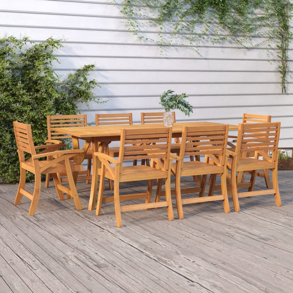 NNEVL 9 Piece Garden Dining Set Solid Wood Acacia