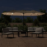 NNEVL Double-Head Parasol with LEDs Taupe 449x245 cm