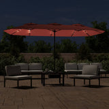 NNEVL Double-Head Parasol with LEDs Terracotta 449x245 cm