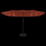 NNEVL Double-Head Parasol with LEDs Terracotta 449x245 cm