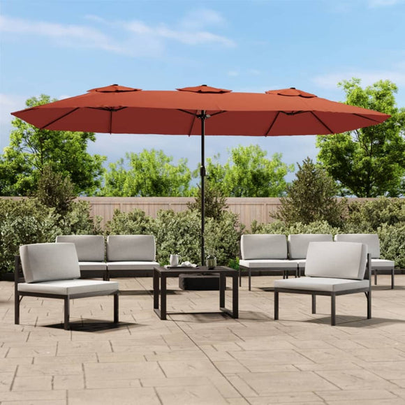 NNEVL Double-Head Parasol with LEDs Terracotta 449x245 cm