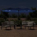 NNEVL Double-Head Parasol with LEDs Azure Blue 449x245 cm