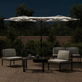 NNEVL Double-Head Parasol with LEDs Sand White 316x240 cm