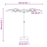 NNEVL Double-Head Parasol with LEDs Sand White 316x240 cm