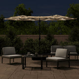 NNEVL Double-Head Parasol with LEDs Taupe 316x240 cm