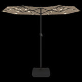 NNEVL Double-Head Parasol with LEDs Taupe 316x240 cm