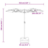 NNEVL Double-Head Parasol with LEDs Taupe 316x240 cm