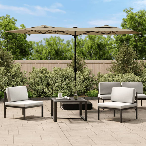 NNEVL Double-Head Parasol with LEDs Taupe 316x240 cm