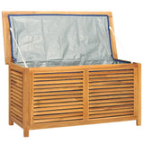 NNEVL Garden Storage Box with Bag 114x50x58 cm Solid Wood Teak