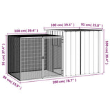 NNEVL Rabbit Cage Anthracite 200x91x100 cm Galvanised Steel