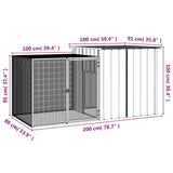 NNEVL Rabbit Cage Grey 200x91x100 cm Galvanised Steel