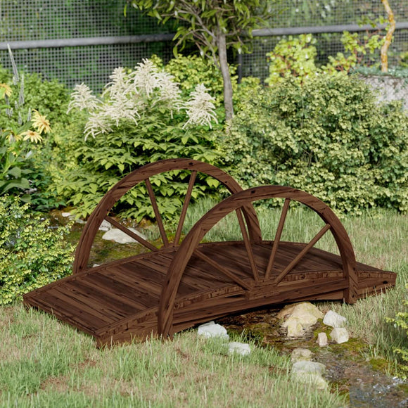NNEVL Garden Bridge with Half-wheel 99x50x38 cm Solid Wood Fir
