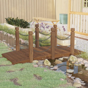 NNEVL Garden Bridge with Chain Railings 150x67x56cm Solid Wood Spruce