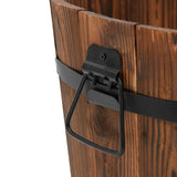 NNEVL 3 Piece Wooden Bucket Planter Set Solid Wood Fir