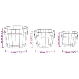 NNEVL 3 Piece Wooden Bucket Planter Set Solid Wood Fir