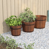 NNEVL 3 Piece Wooden Bucket Planter Set Solid Wood Fir