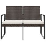 NNEVL 2-Seater Garden Bench with Cushions Brown PP Rattan