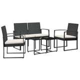 NNEVL 5 piece Garden Dining Set with Cushions Black PP Rattan