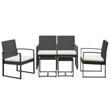 NNEVL 5 piece Garden Dining Set with Cushions Black PP Rattan