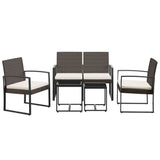 NNEVL 5 piece Garden Dining Set with Cushions Brown PP Rattan
