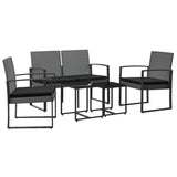 NNEVL 5 piece Garden Dining Set with Cushions Dark Grey PP Rattan