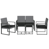 NNEVL 5 piece Garden Dining Set with Cushions Dark Grey PP Rattan