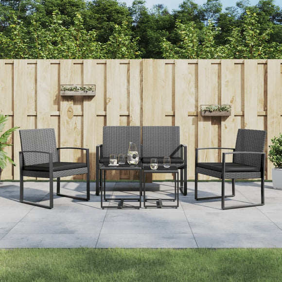NNEVL 5 piece Garden Dining Set with Cushions Dark Grey PP Rattan