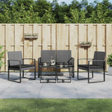 NNEVL 5 piece Garden Dining Set with Cushions Dark Grey PP Rattan