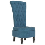 NNEVL High Back Chair Blue Velvet Button Design